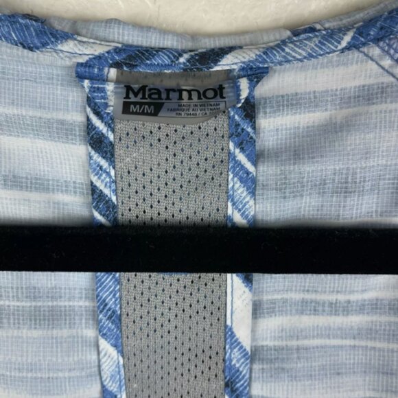 Marmot Muse Jacket Women's‎ M Hooded Full Zip Striped Blue Lavender Wind Breaker - Picture 12 of 14